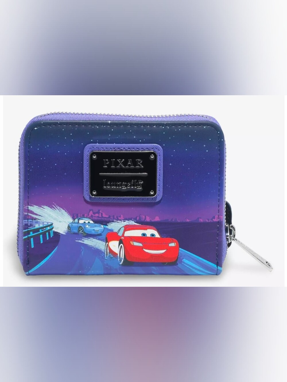 NWT Loungefly Disney Pixar Cars Lightning McQueen & Sally Nighttime Zip Wallet - Picture 2 of 3